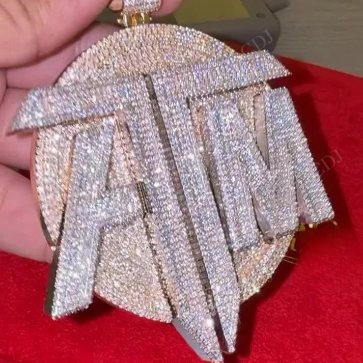 MOISSANITE STUDDED ICED OUT CUSTOM PENDENTS - 3 Pcs